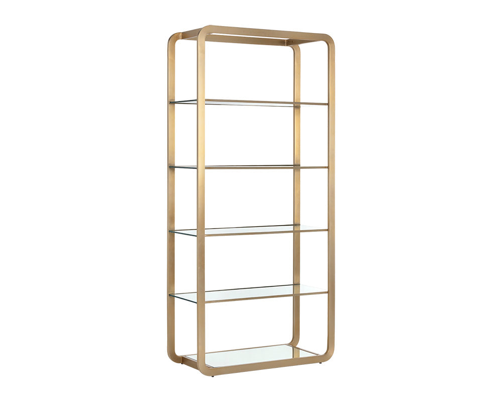 Sunpan Ambretta Bookcase in Black and Smoke Grey/Gold and Clear - Large