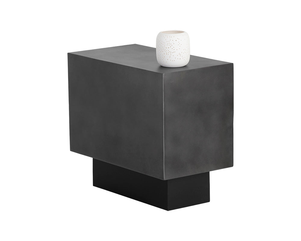 Sunpan Blakely End Table in Antique Brass / Gunmetal