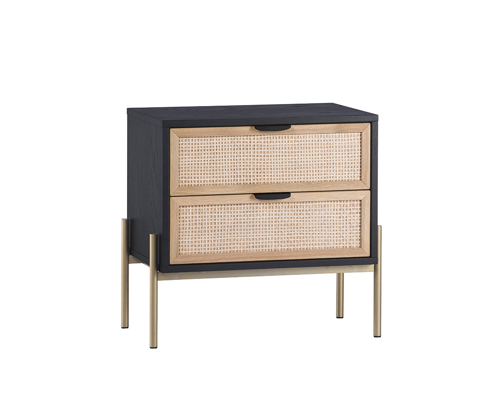 Sunpan Avida Nightstand in Champagne Gold and Cream/Black
