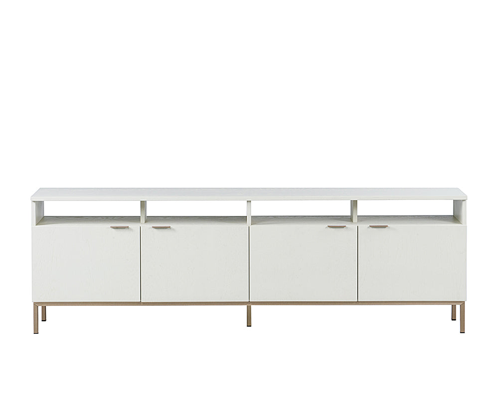Sunpan Ambrose Modular Media Console in Cabinet in Champagne Gold And Cream/Rustic Oak and Black