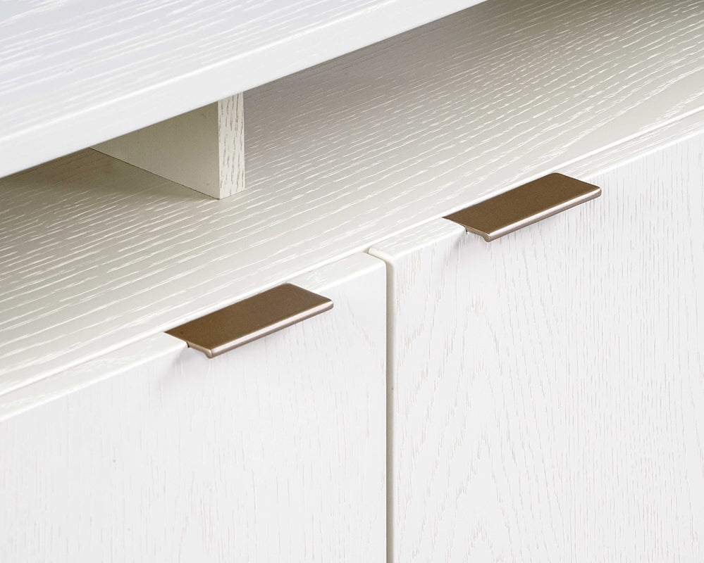 Sunpan Ambrose Modular Media Console in Cabinet in Champagne Gold And Cream/Rustic Oak and Black