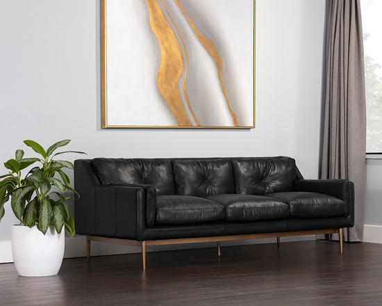 Sunpan Benton Sofa in Behike Ebony Leather