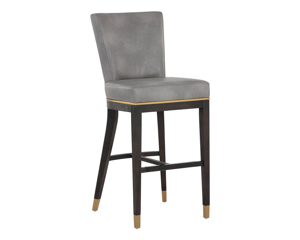 Sunpan Alister Barstool in Bravo Black and Abbington Black / Bravo Metal and Polo Club Stone