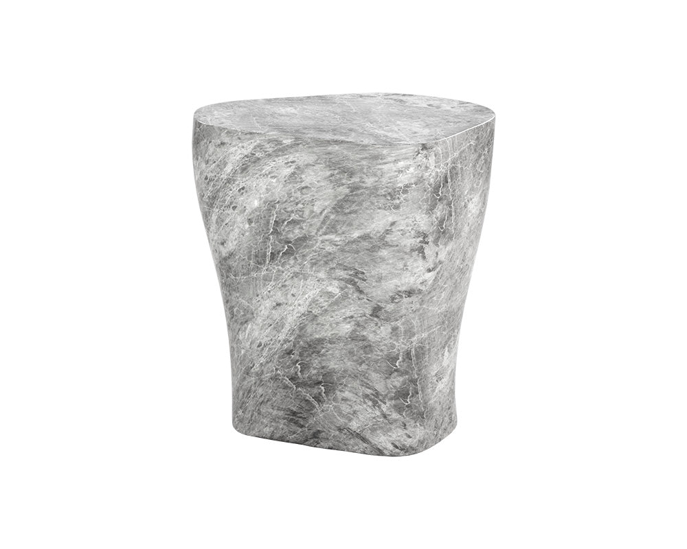 Sunpan Dali End Table In White/Marble Look And Grey - Small