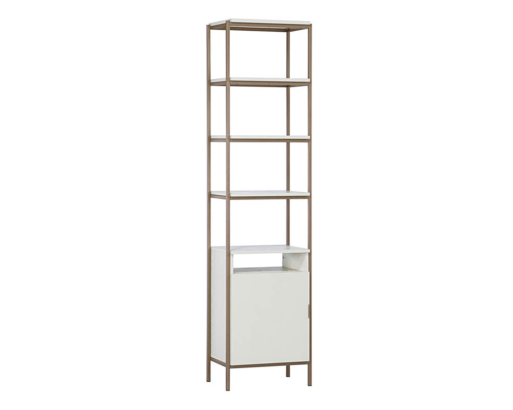Sunpan Ambrose Modular Bookcase in Champagne Gold And Cream/Rustic Oak And Black - Small