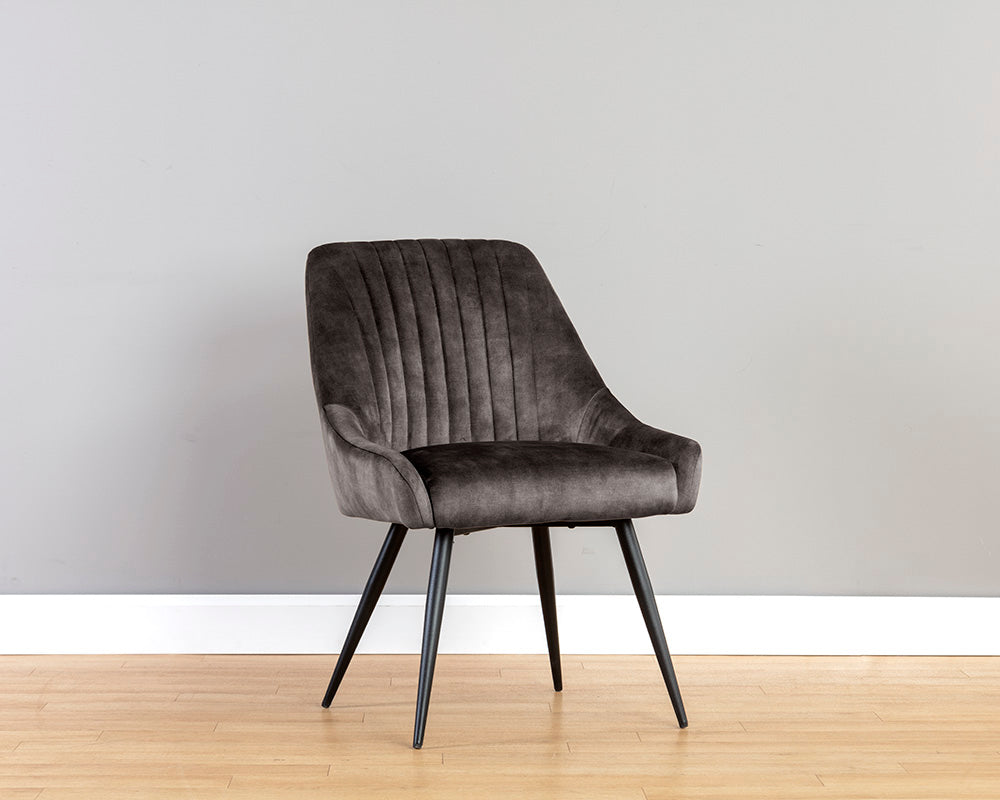 Sunpan Chardon Dining Chair In Nono Petrol/Shitake/Tapenade Gold