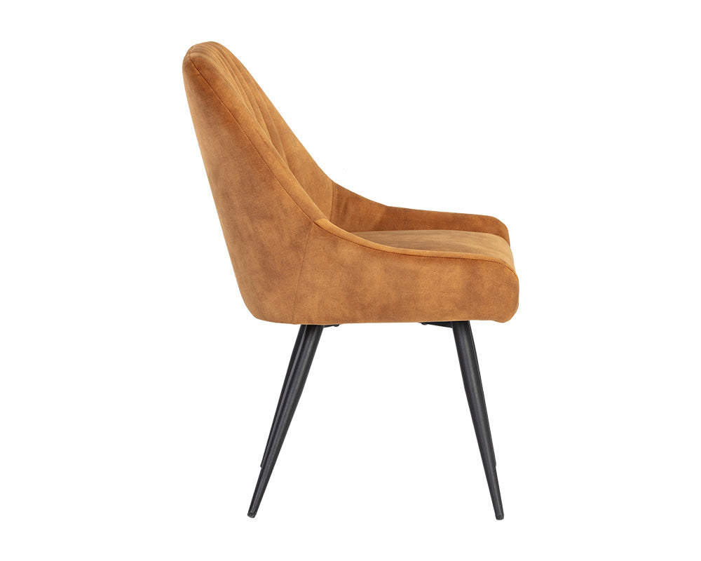 Sunpan Chardon Dining Chair In Nono Petrol/Shitake/Tapenade Gold