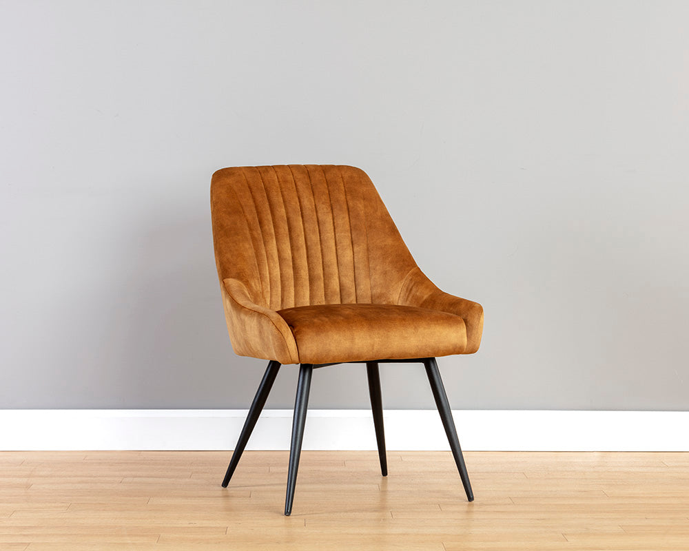 Sunpan Chardon Dining Chair In Nono Petrol/Shitake/Tapenade Gold