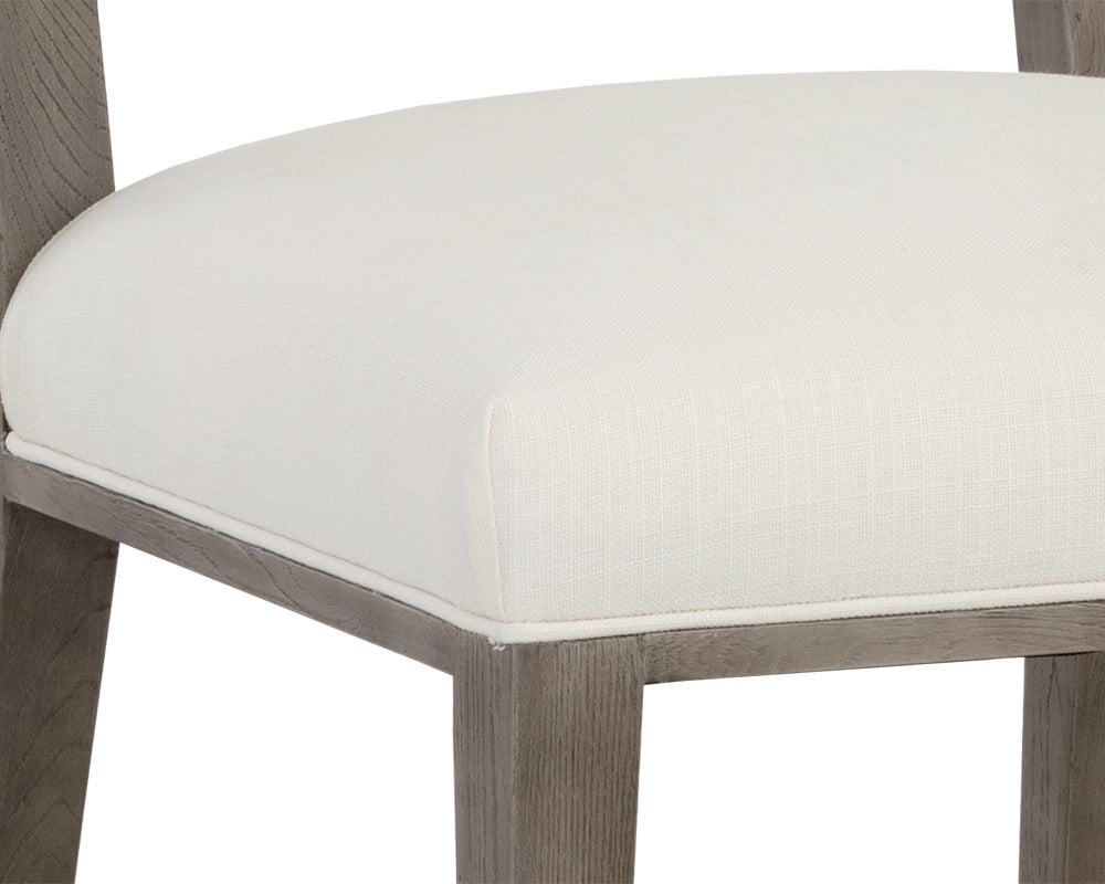 Sunpan Aurelia Dining Chair in Ash Grey and Linoso Ivory/Dark Brown and Linoso Light Grey