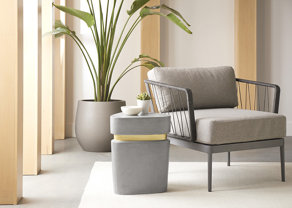 Sunpan Catania Armchair In Dark Grey and Copacabana Grey / Palazzo Taupe