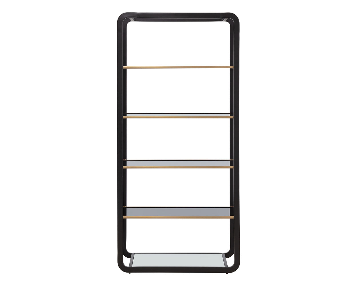 Sunpan Ambretta Bookcase in Black and Smoke Grey/Gold and Clear - Large