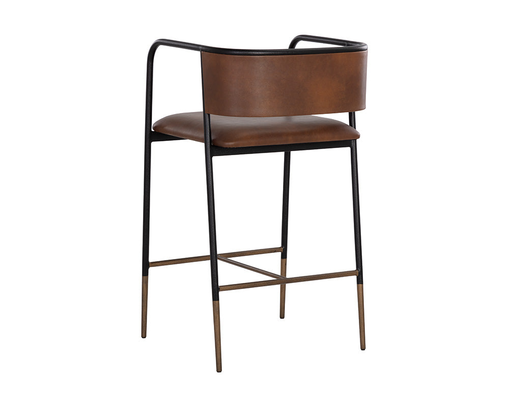 Sunpan Brenan Counter Stool in Bravo Admiral / Cognac / Zenith Alabaster