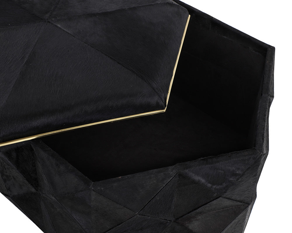 Sunpan Ashanti Storage Ottoman in Gold and Black/Silver and Grey - Large