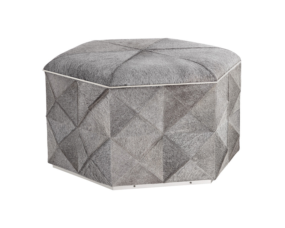 Sunpan Ashanti Storage Ottoman in Gold and Black/Silver and Grey - Large