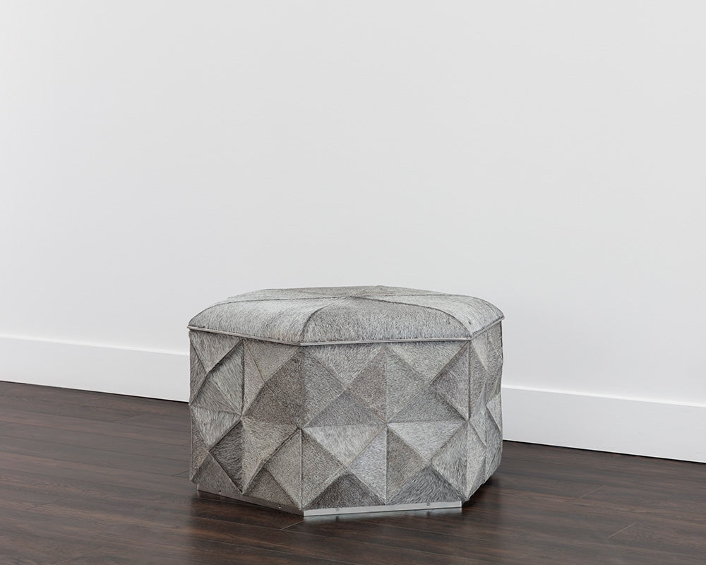 Sunpan Ashanti Storage Ottoman in Gold and Black/Silver and Grey - Large
