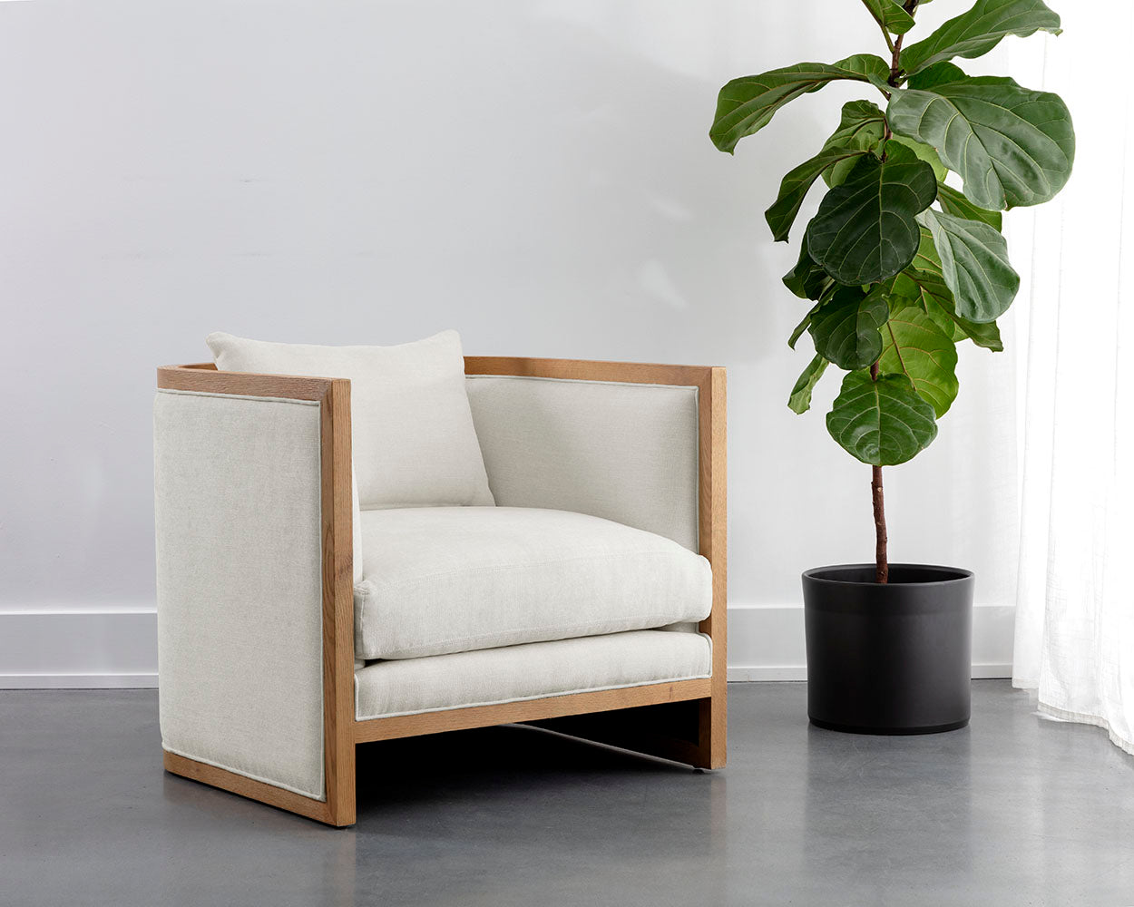 Sunpan Chloe Lounge Chair In Ash Grey/Dark Brown/Natural