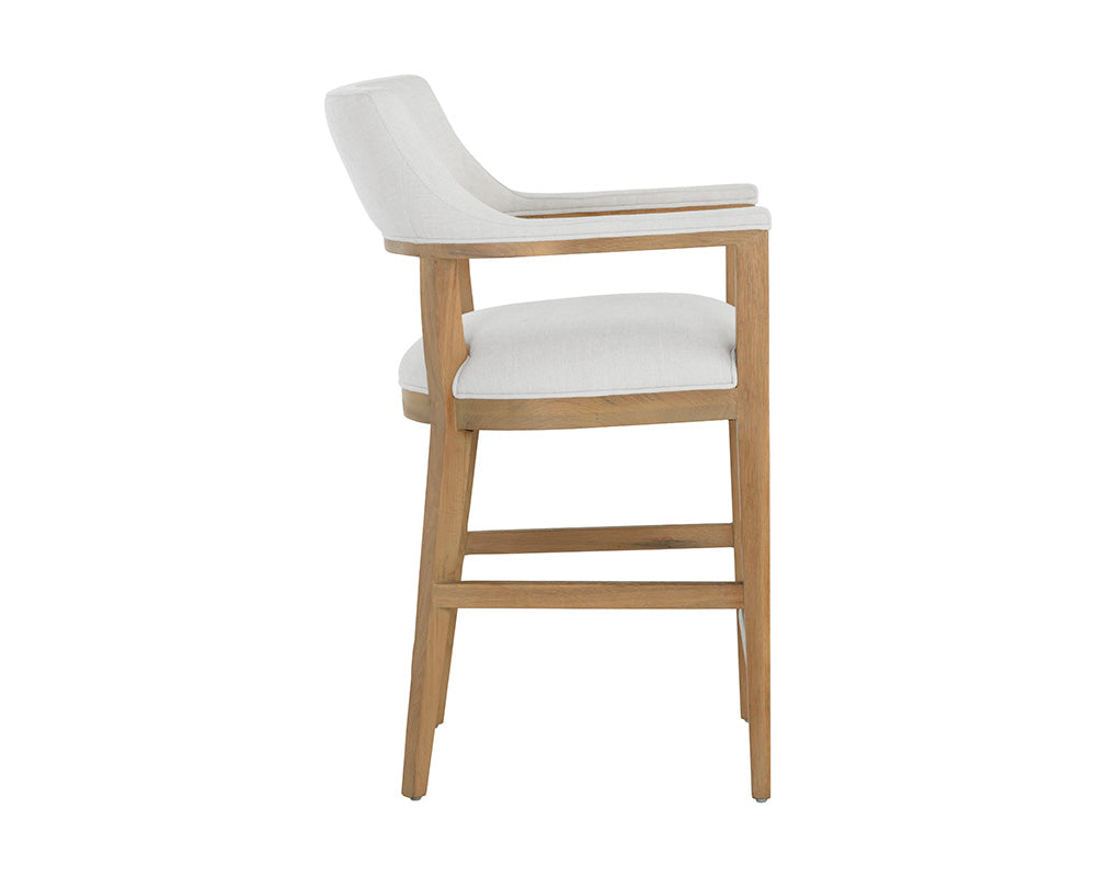 Sunpan Brylea Counter Stool in Brown And Shalimar Tobacco Leather / Natural in Heather Ivory Tweed