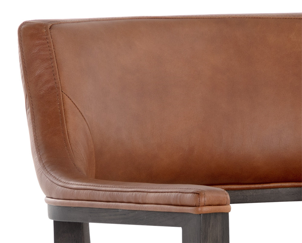 Sunpan Brylea Counter Stool in Brown And Shalimar Tobacco Leather / Natural in Heather Ivory Tweed