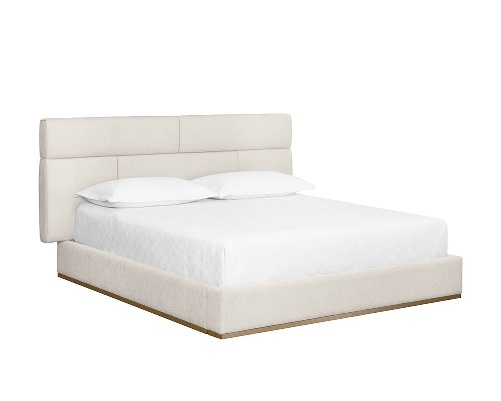 Sunpan Beckham Bed - King - Chacha Cream/Quilted Abbington Charred Brown
