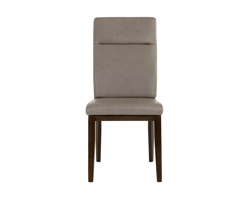 Sunpan Cashel Dining Chair In Alpine Grey Leather/Linea Wood Leather