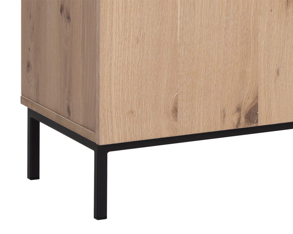 Sunpan Ambrose Modular Media Console in Cabinet in Champagne Gold And Cream/Rustic Oak and Black