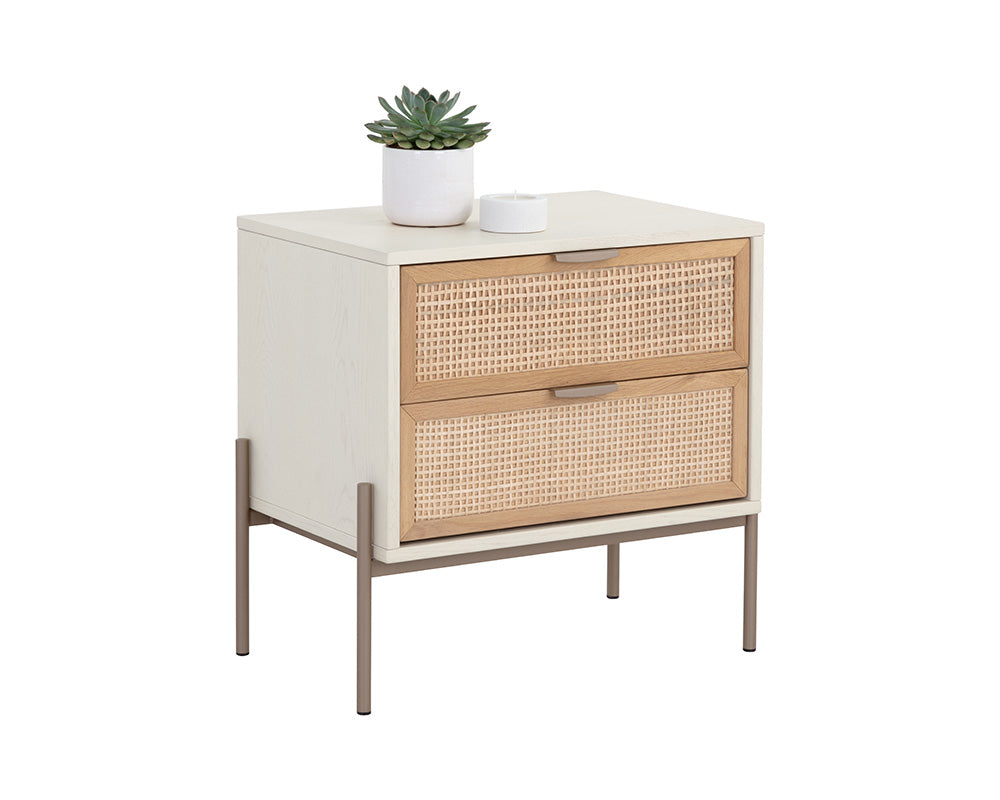 Sunpan Avida Nightstand in Champagne Gold and Cream/Black