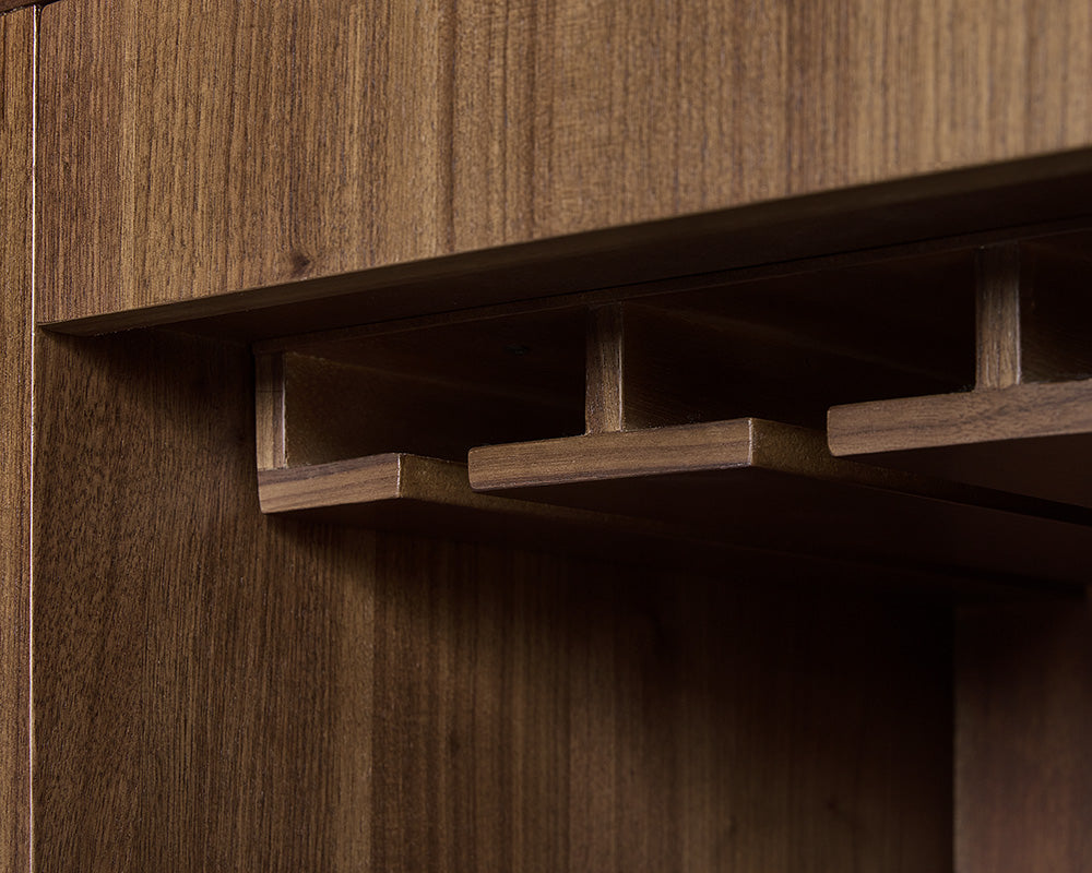 Sunpan Caven Bar Cabinet In Light Oak/Walnut