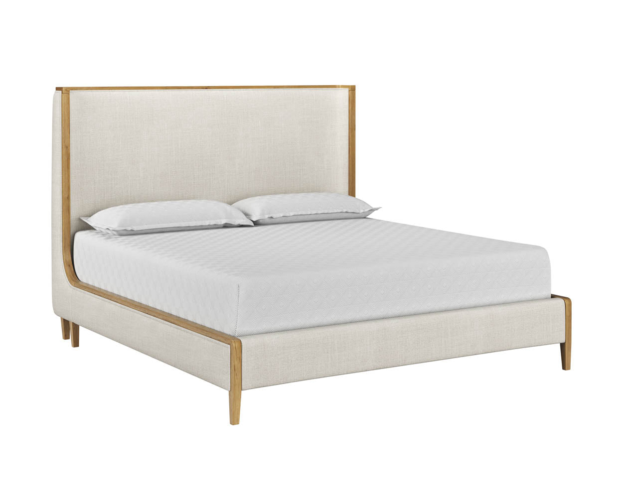 Sunpan Colette Bed In Brown And Belfast Heather Grey/Natural And Effie Linen - King