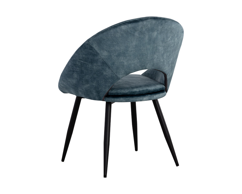 Sunpan Capaldi Dining Chair In Nono Petrol/Shitake/Tapenade Gold