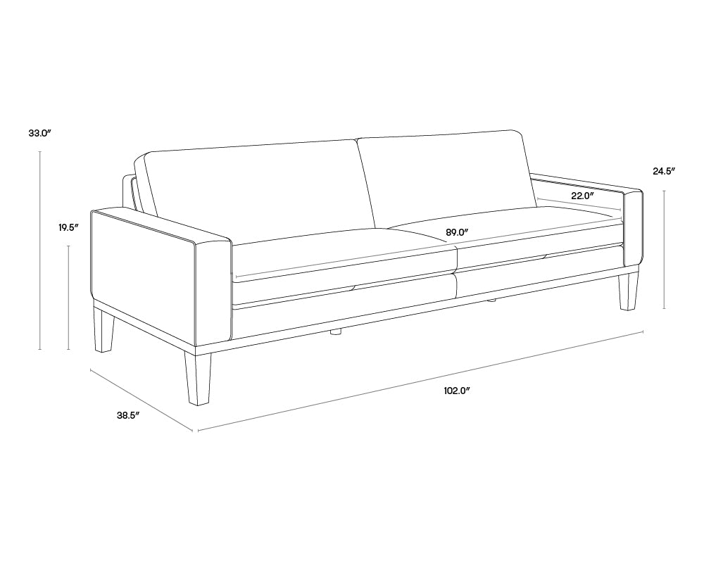 Sunpan Davilo Sofa in Light Grey Leather/Midnight Blue Leather