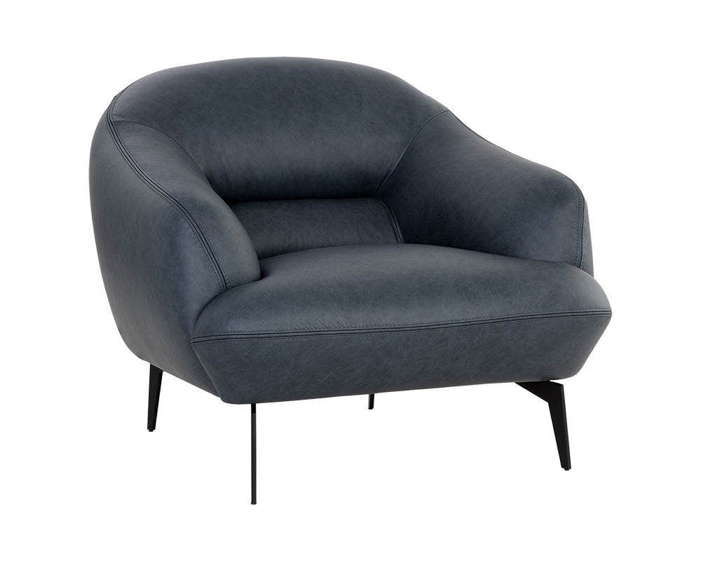 Sunpan Armani Armchair in Cognac Leather/Midnight Blue Leather