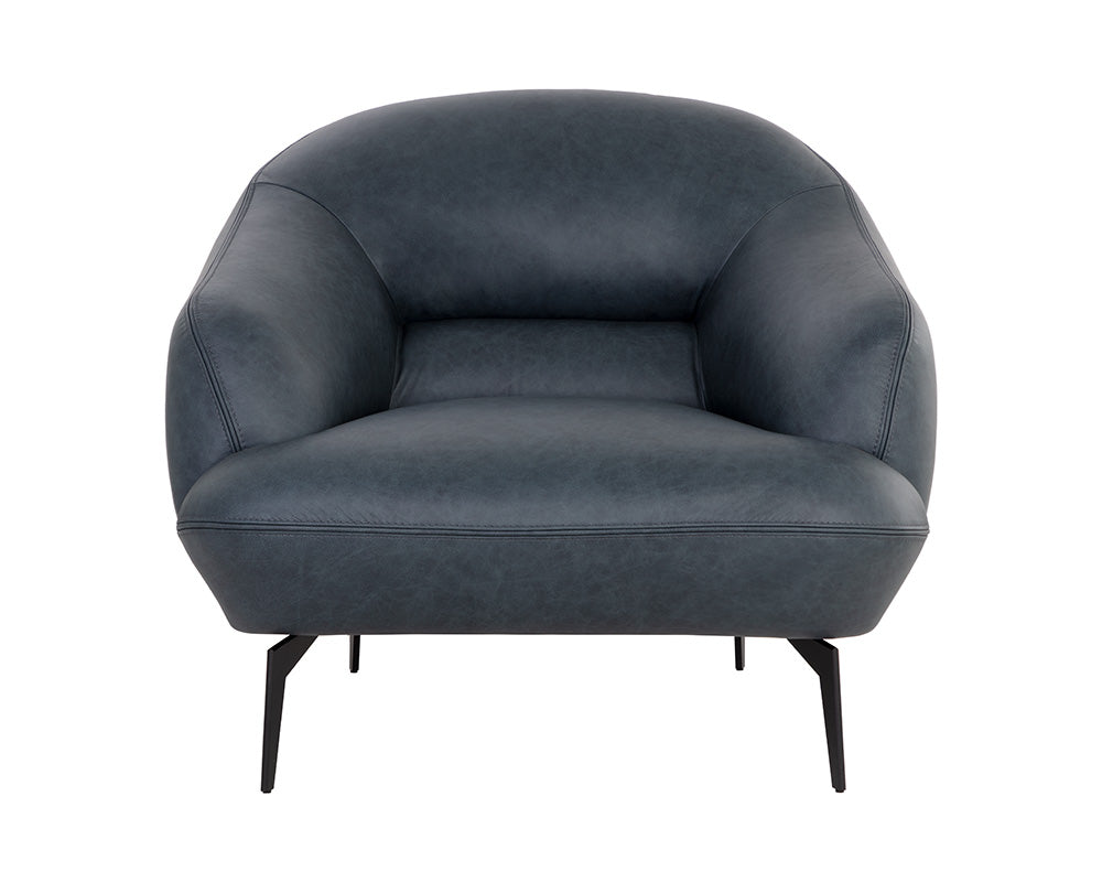 Sunpan Armani Armchair in Cognac Leather/Midnight Blue Leather