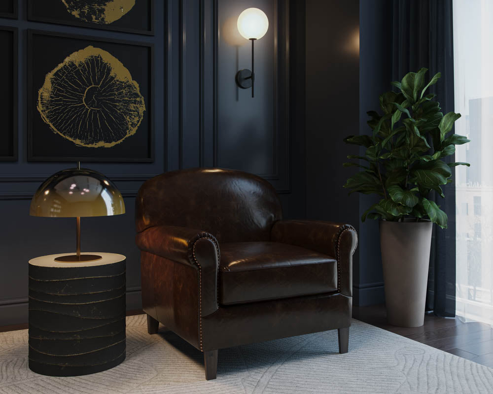 Sunpan Bastoni Lounge Chair in Chocolate Leather