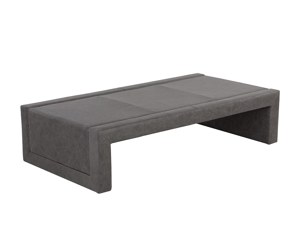 Sunpan Barella Coffee Table in Cognac Leather/Vintage Charcoal Leather