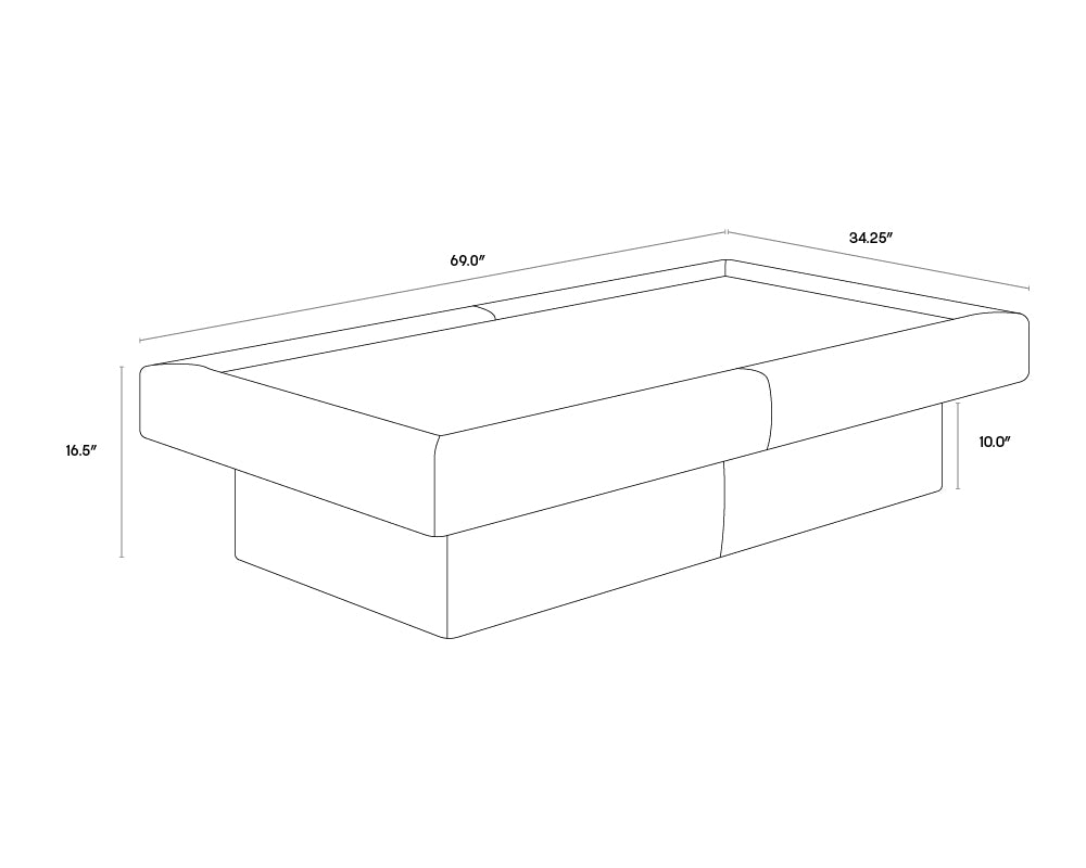 Sunpan Azelia Coffee Table in Camel Leather/Light Grey Leather