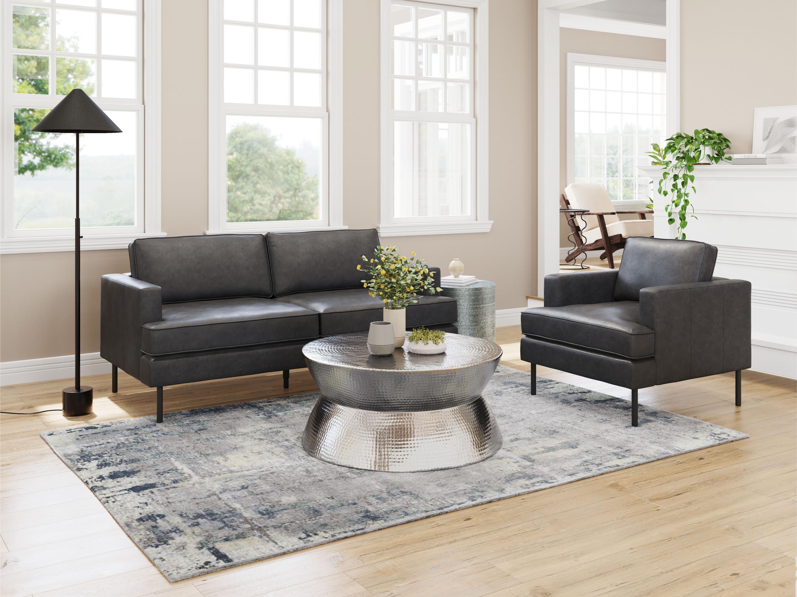 Zuo Modern Decade Sofa in Brown/Vintage Gray, Brown, Sofas, Plywood, Polyester, Steel, Rectangular, 4 Legs, Indoor