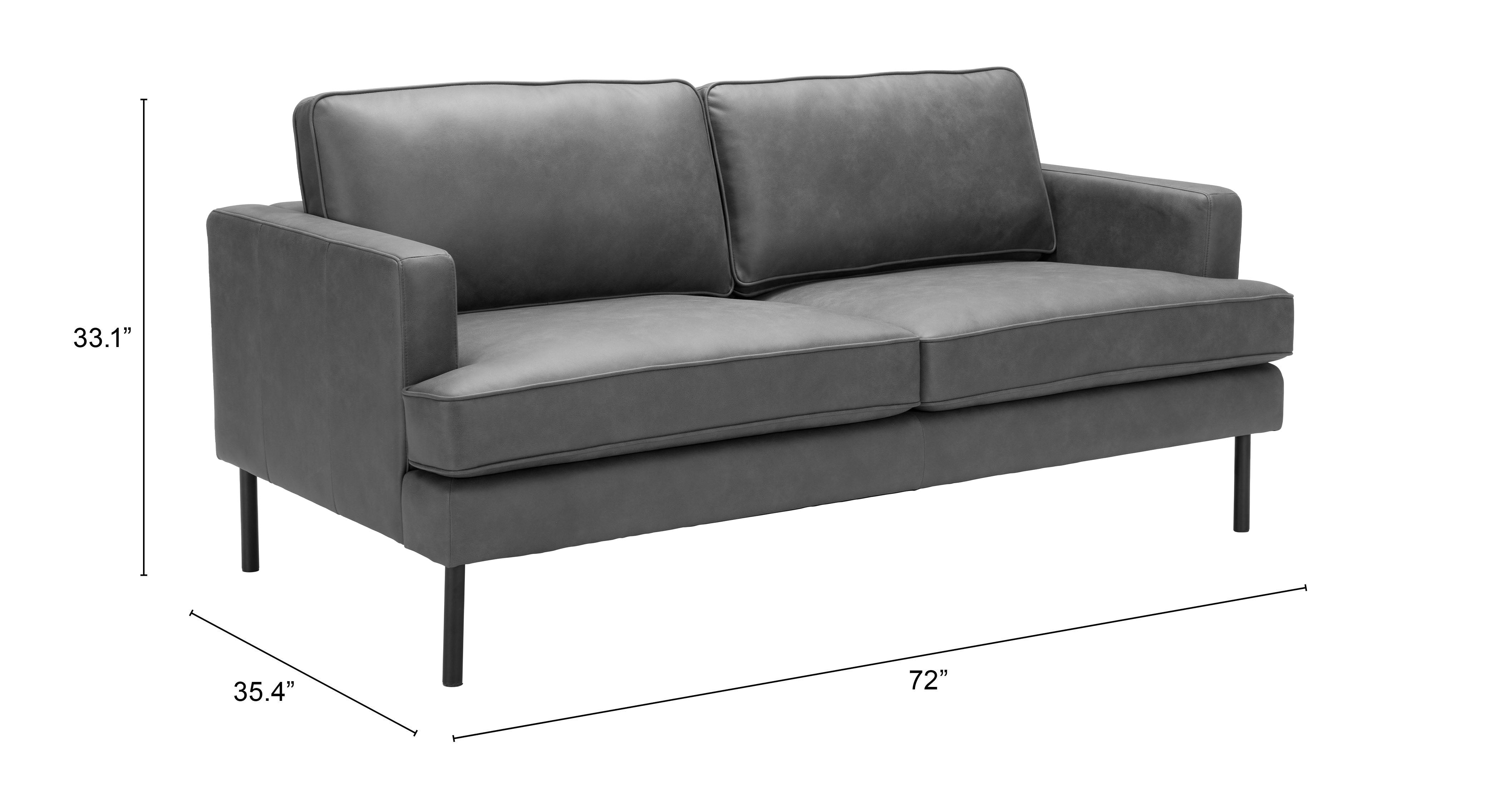 Zuo Modern Decade Sofa in Brown/Vintage Gray, Brown, Sofas, Plywood, Polyester, Steel, Rectangular, 4 Legs, Indoor
