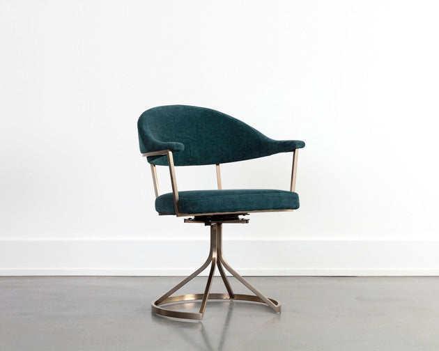 Sunpan Bexley Swivel Dining Chair - Danny Light Grey / Danny Teal