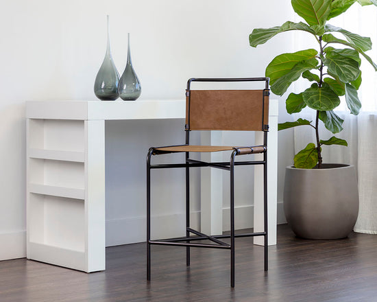 Sunpan Corrigan Counter Stool in Cognac Leather