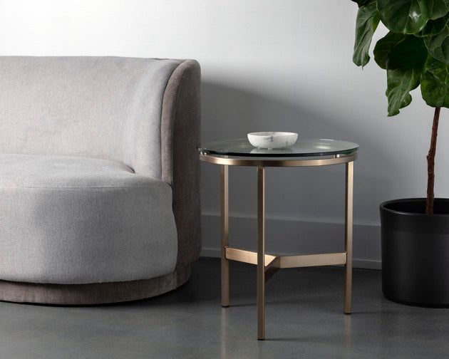 Sunpan Flato End Table - Antique Brass