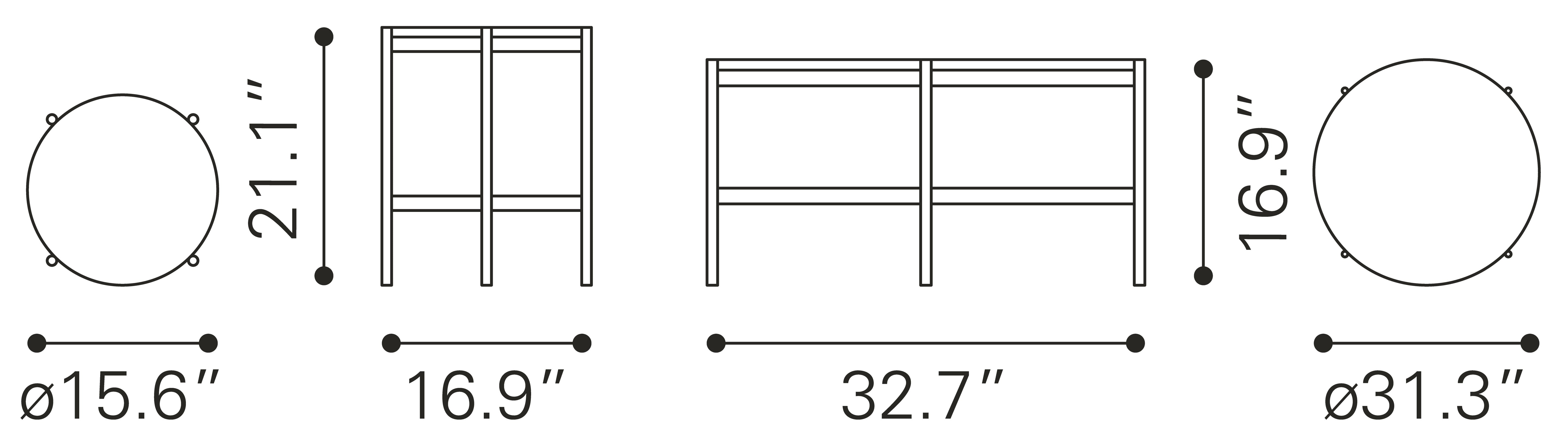 Zuo Modern Malo Coffee Table Set in Gray and Black - 2-Piece