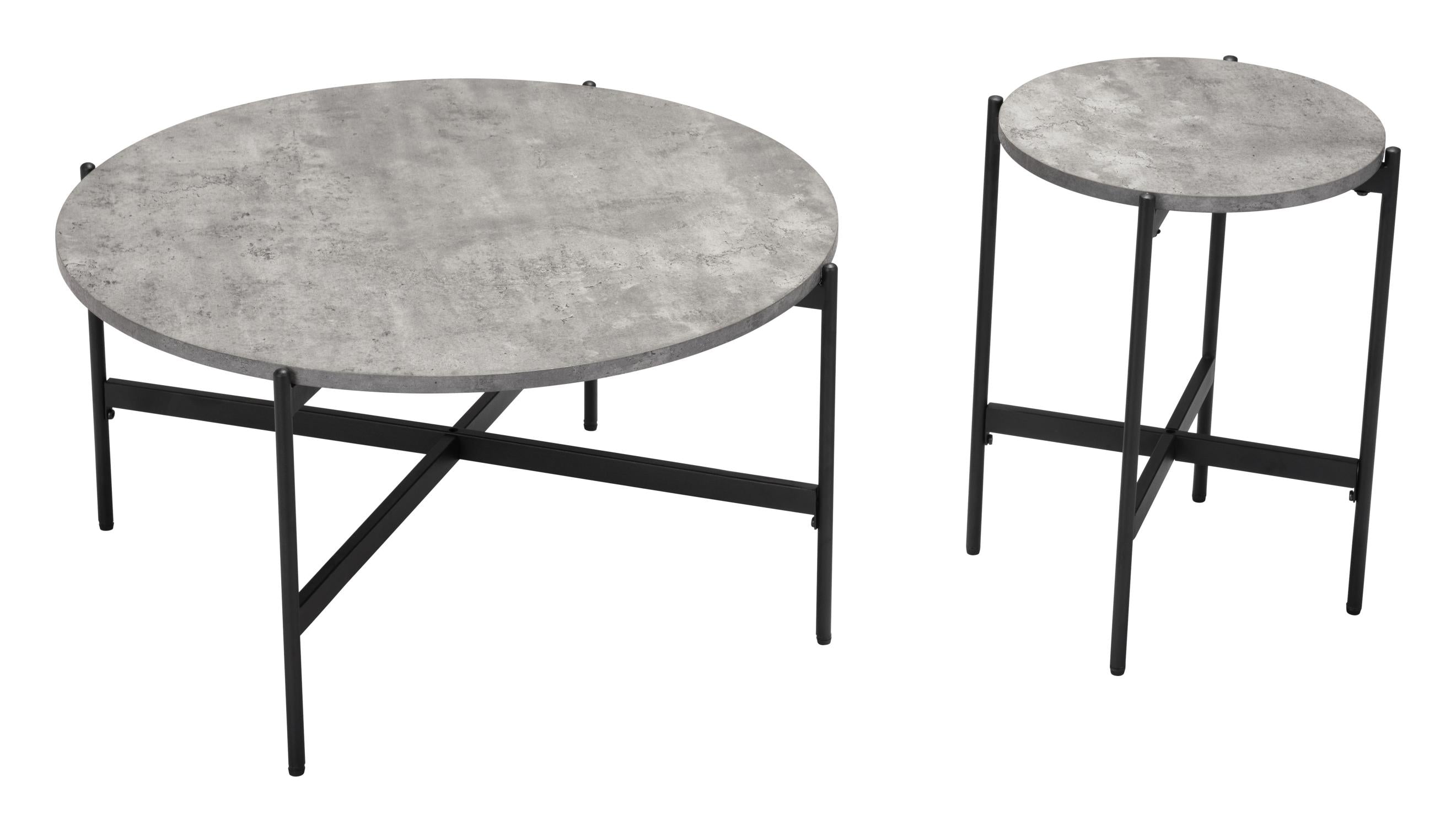 Zuo Modern Malo Coffee Table Set in Gray and Black - 2-Piece