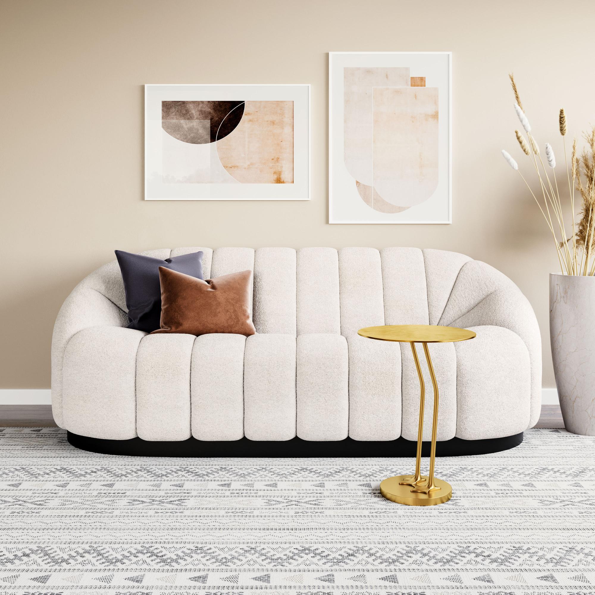Zuo Modern Bhutan Sofa in Cream/Light Gray