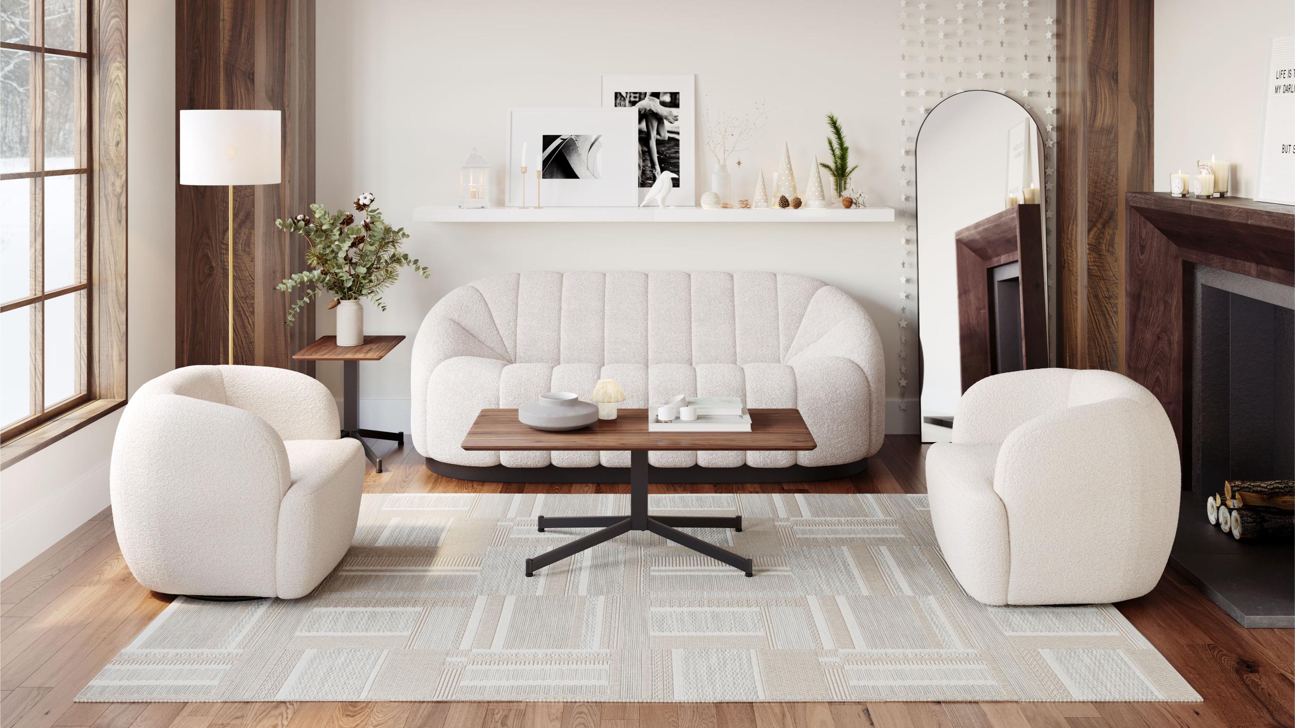 Zuo Modern Bhutan Sofa in Cream/Light Gray
