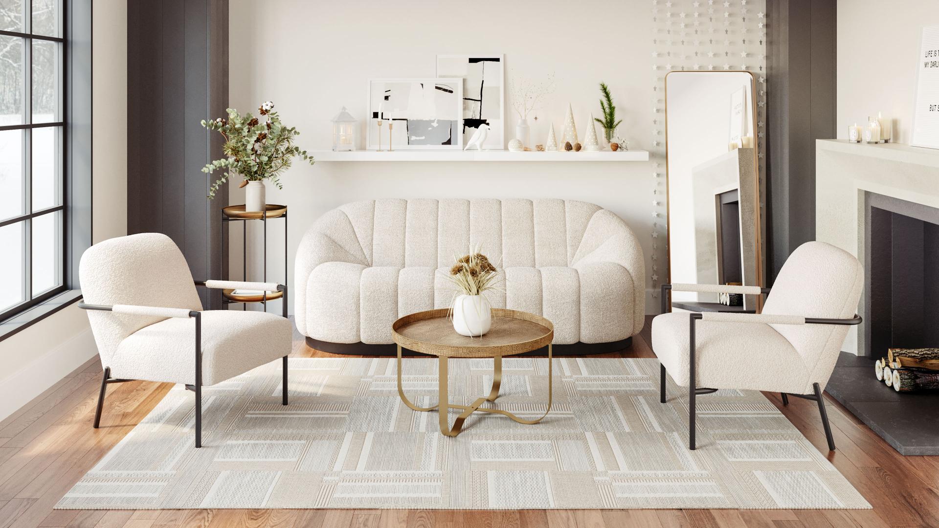 Zuo Modern Bhutan Sofa in Cream/Light Gray