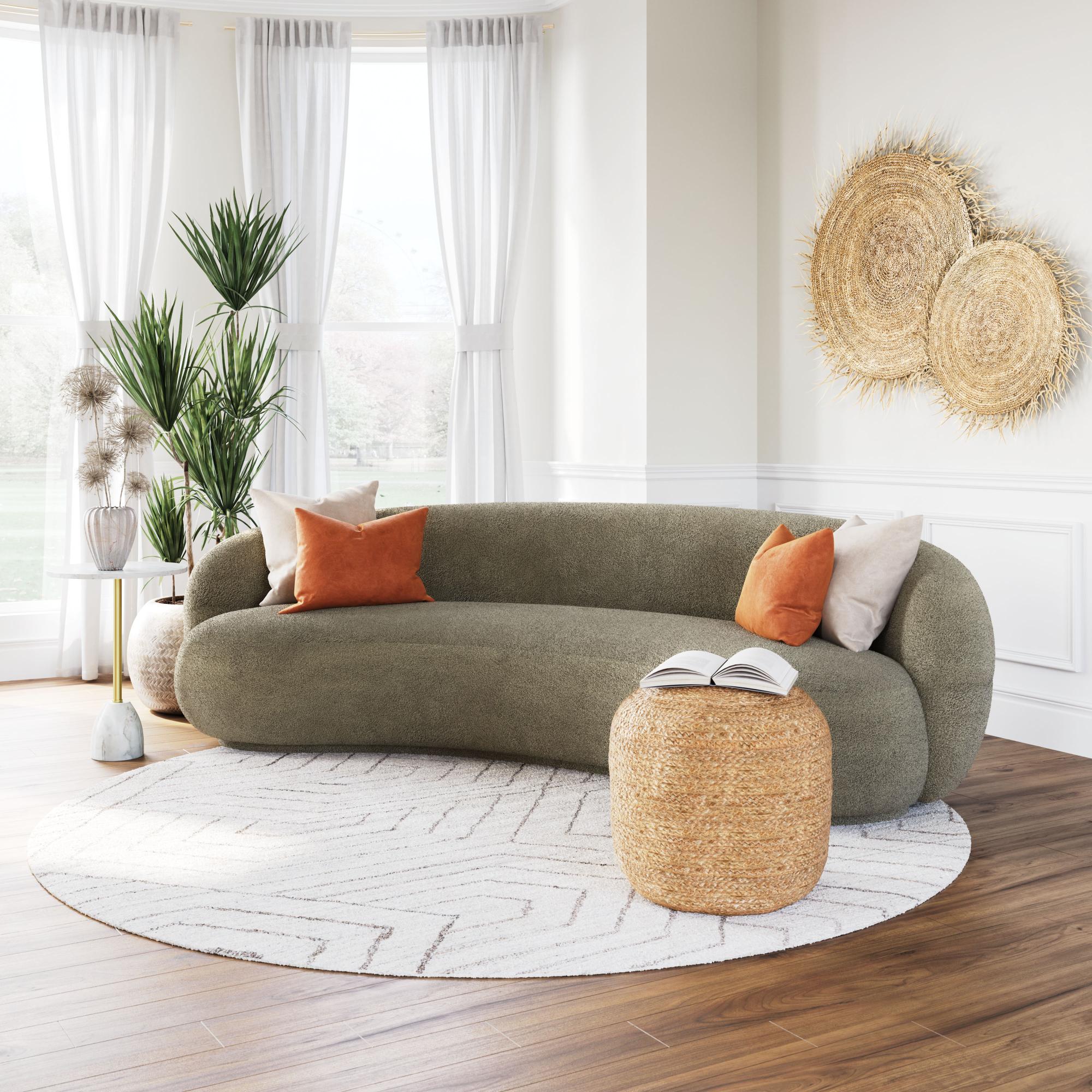 Zuo Modern Tibet Sofa in Cream/Olive Green