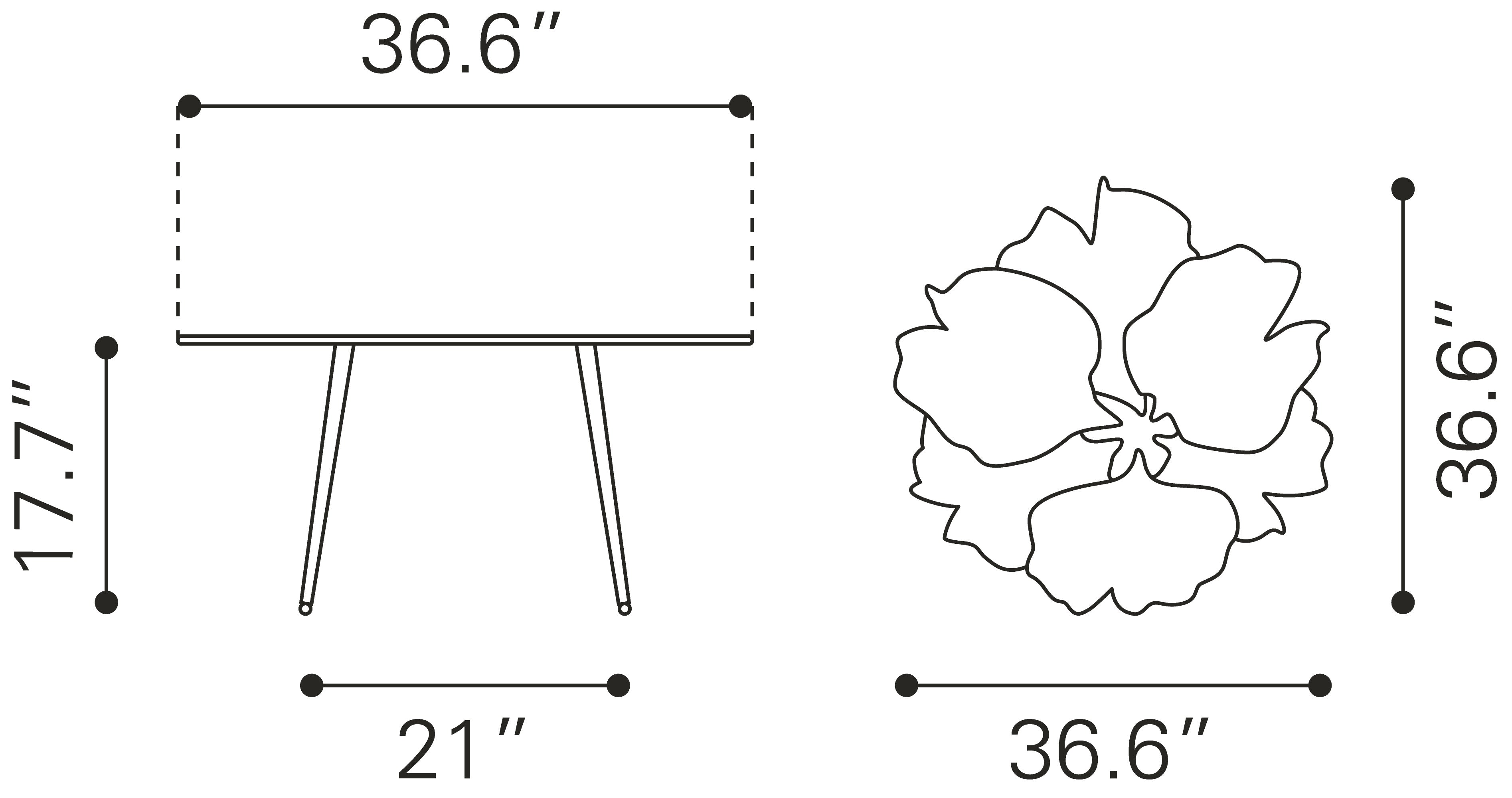 Zuo Modern Gingko Coffee Table Antique Brass