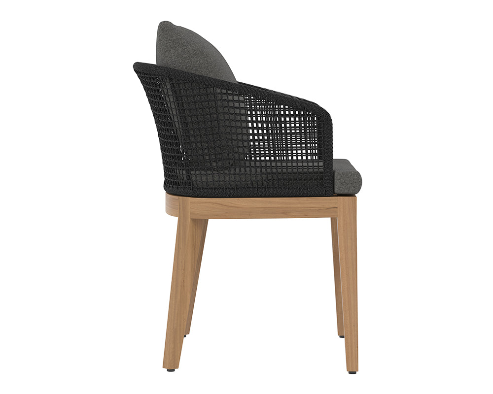 Sunpan Capri Dining Armchair in Natural / Smoke Grey / Drift Brown