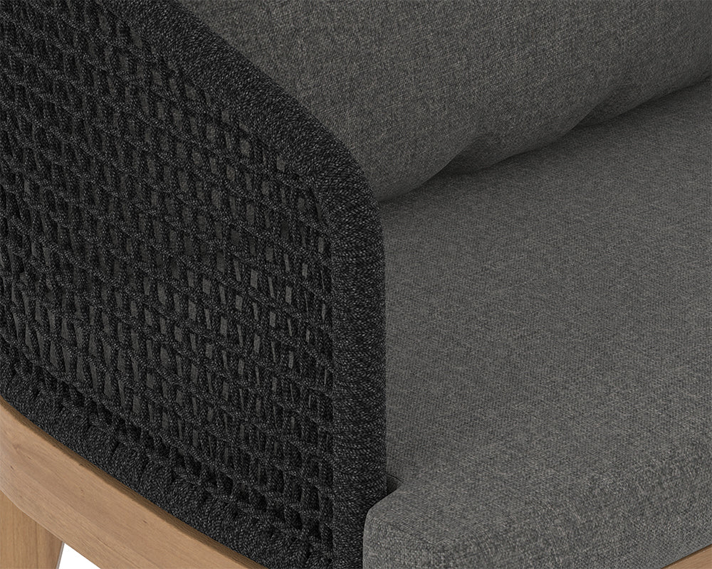 Sunpan Capri Dining Armchair in Natural / Smoke Grey / Drift Brown