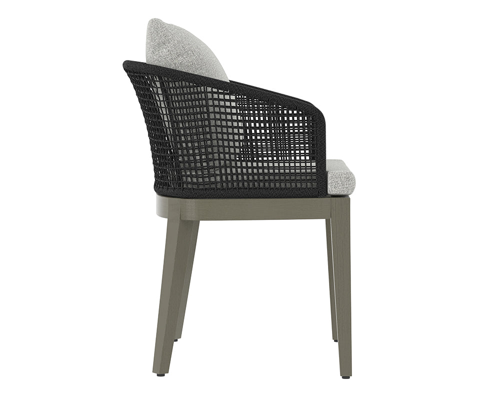 Sunpan Capri Dining Armchair in Natural / Smoke Grey / Drift Brown